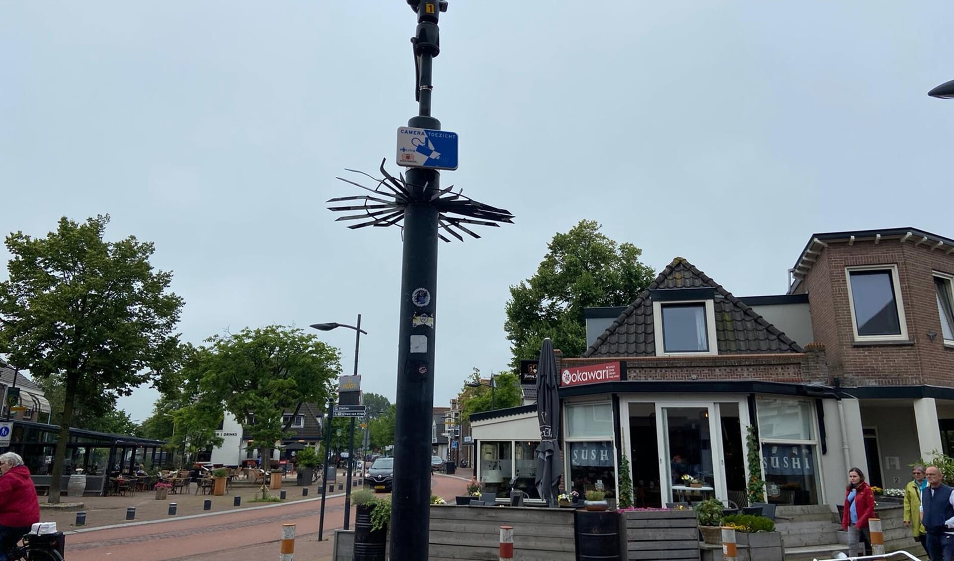 De beveiligingscamera nabij het horecaplein in Castricum.