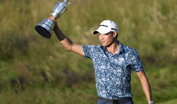 <p>Collin Morikawa. ,,De Claret Jug vasthouden is nu al één van de beste herinneringen in mijn leven.''</p>
