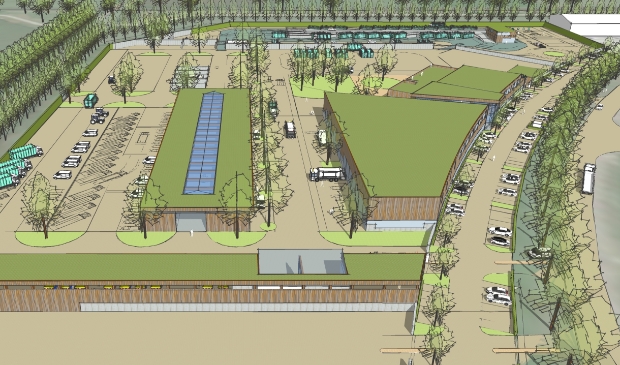 <p>Artist impression van de nieuwe gemeentewerf.</p>