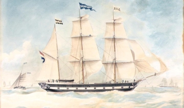 Een beeld van het schip ‘Hliduina’ (1859) van J.H. van Gent.