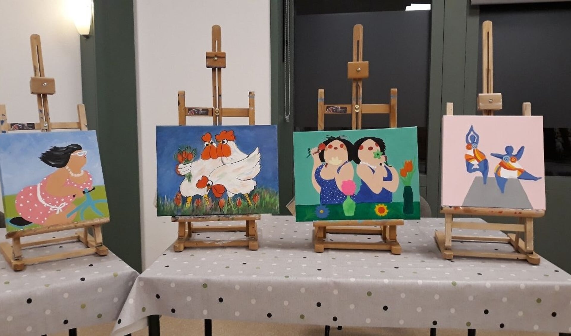 In januari begint ook een schildercursus voor volwassenen. Dit zijn geen voorbeelden van eerdere schilderijen.