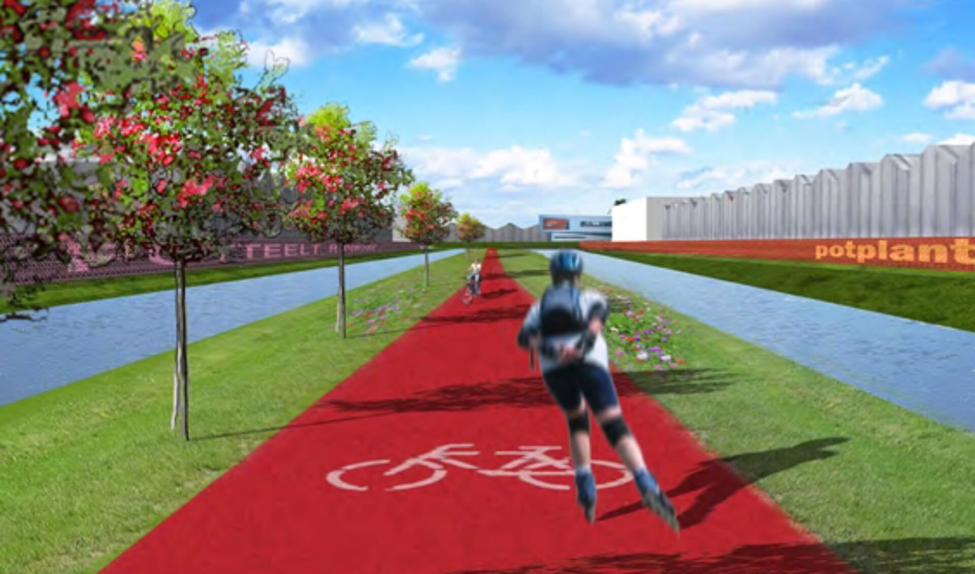 De voorstelling van het fietspad in het beeldkwaliteitsplan uit 2010 