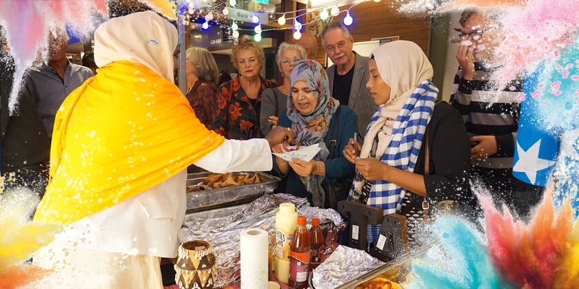 Proef hapjes en drankjes uit verschillende landen.