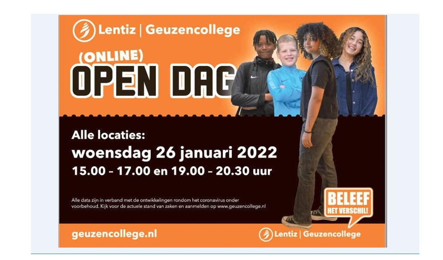 Open dag locaties Geuzencollege. op woensdag 26 januari.