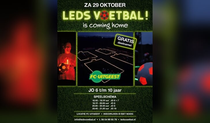 Zaterdag 29 oktober is er LEDS-voetbal bij FC Uitgeest.