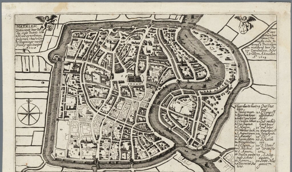 Kaart van Haarlem door Thomas Thomasz. uit 1578