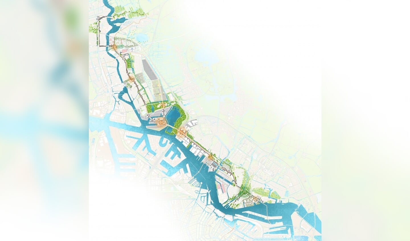 HOV ZaanIJ: het voorgestelde tracé van het BRT-systeem tussen Zaandam en Amsterdam-Noord.