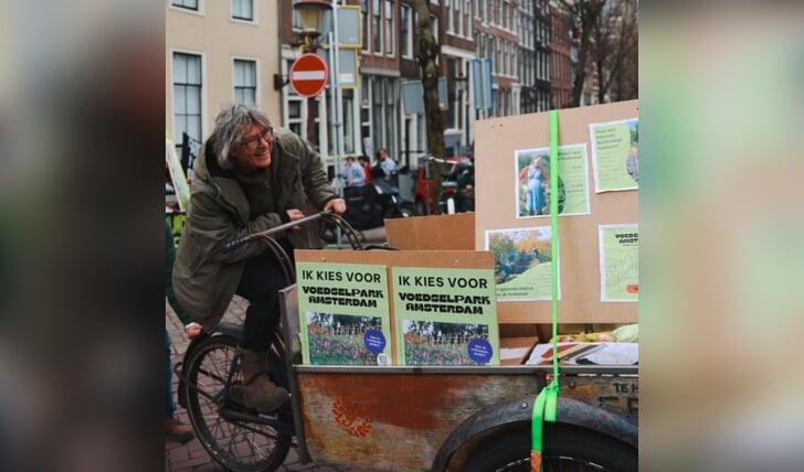 Op de klimaatdag 12 maart is er met bakfietsen door de stad gereden om aandacht te vragen voor Voedselpark Amsterdam. 