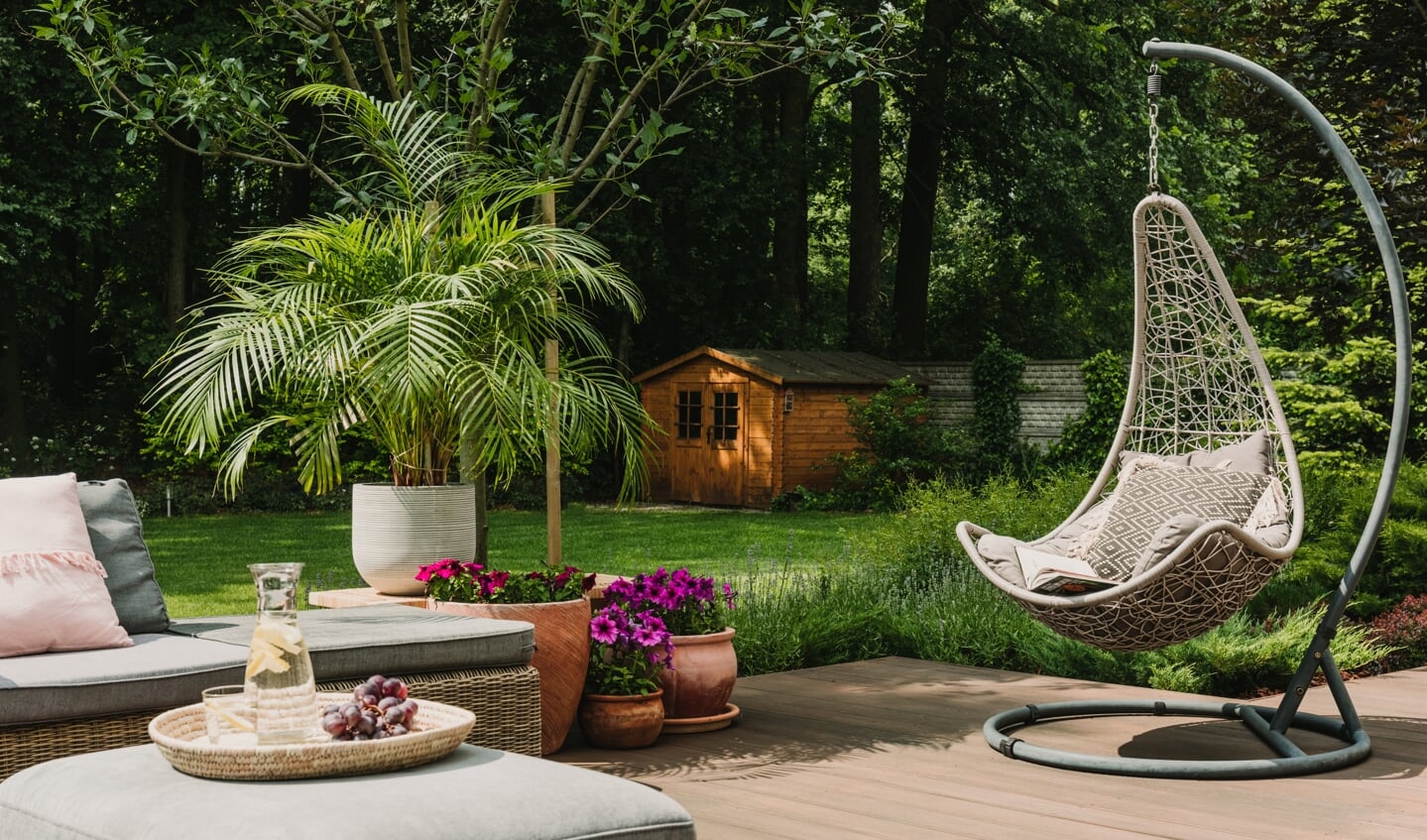 Het kleurenpalet van de moderne tuin is neutraal en warm.