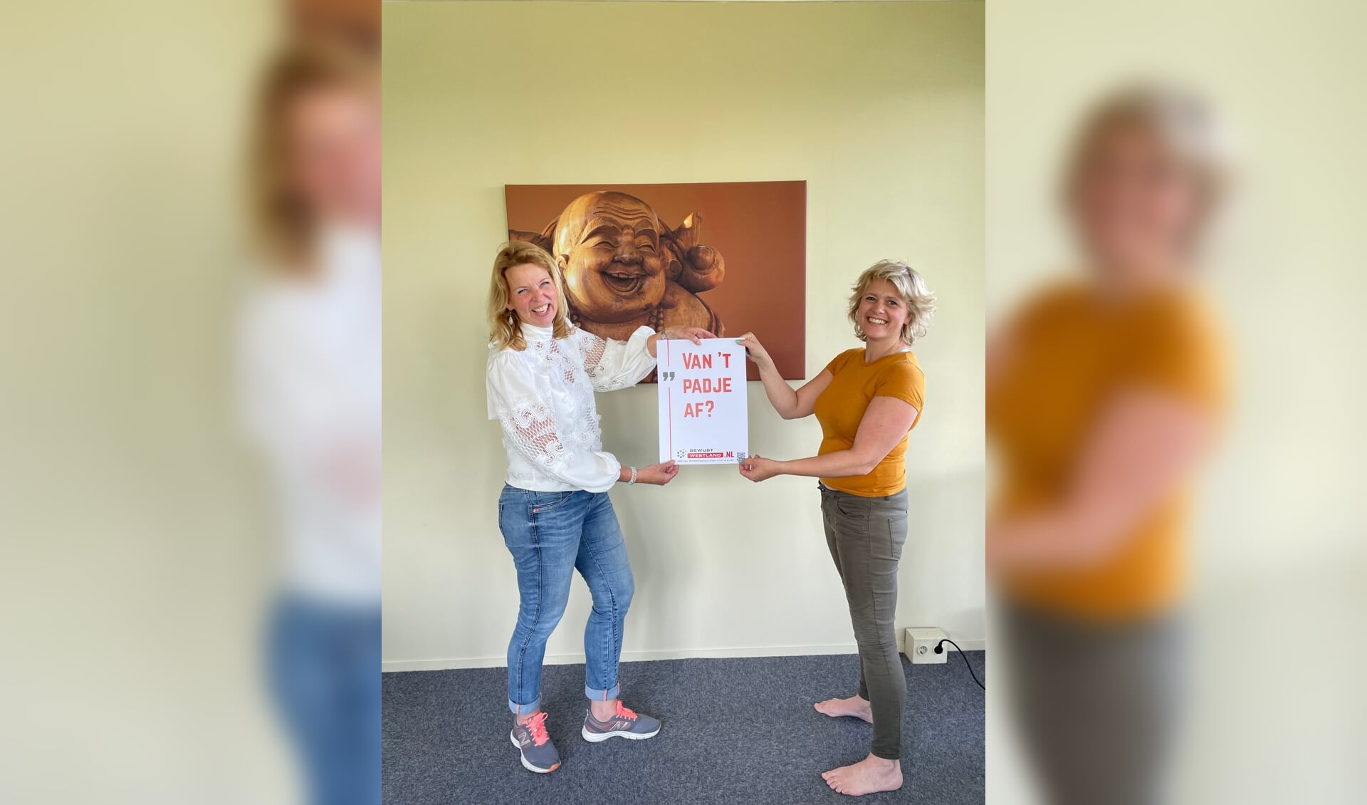 De eerste poster is donderdag 12 mei uitgereikt door Esther Zuijderwijk (bestuurslid Bewust Westland) aan Nina Kouwenhoven van Zentistic. 