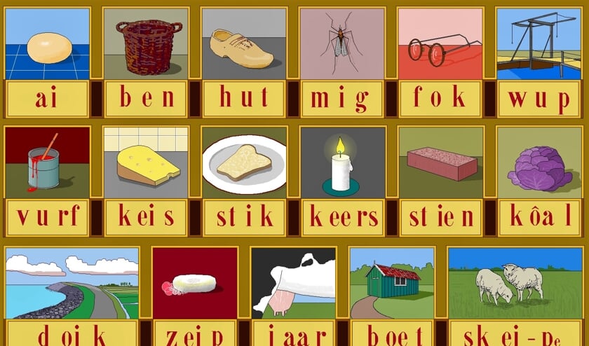 In de expositie tref je niet alleen de welbekende aap-noot-mies-plankjes aan, maar ook plankjes in andere talen en dialecten.