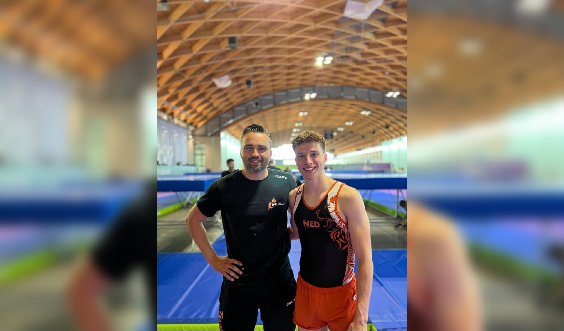 Jordy en zijn trainer Sven Mooij in Rimini.