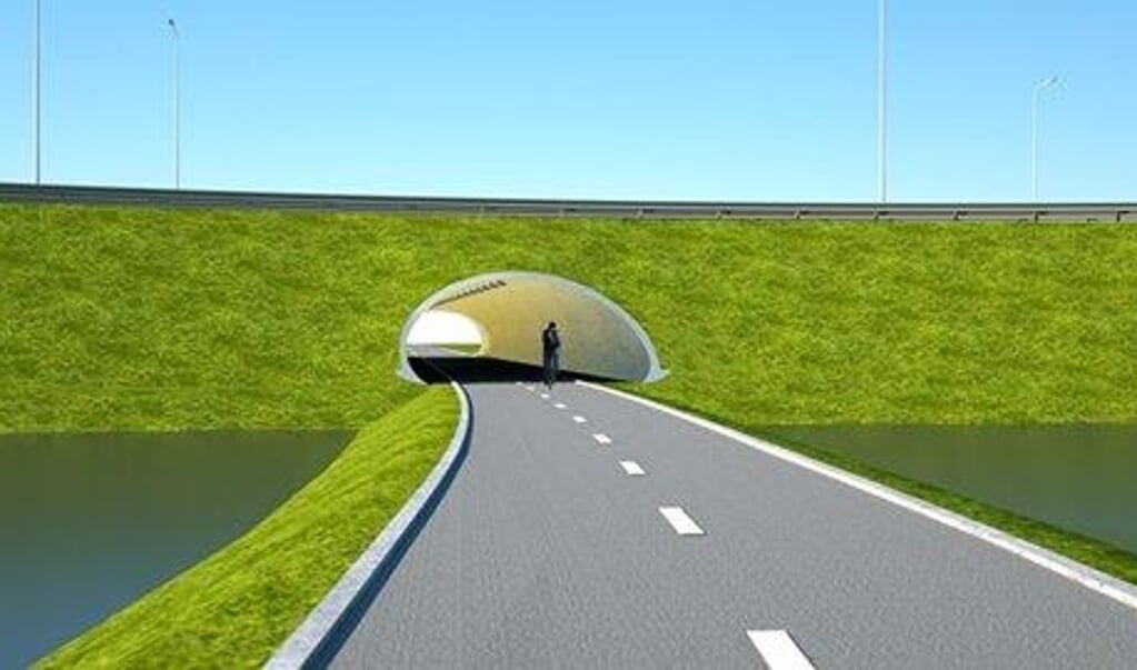 Een artist impression van de fietstunnel onder de A9.