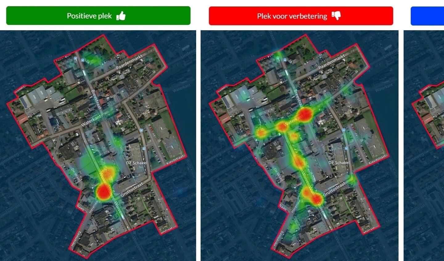 Ruim 250 inwoners hebben hun idee al gedeeld. Op dit kaartje kunt u zien op welke plekken zij kansen zien, waar zij ruimte zien voor verbetering en wat zij als een positieve plek ervaren.