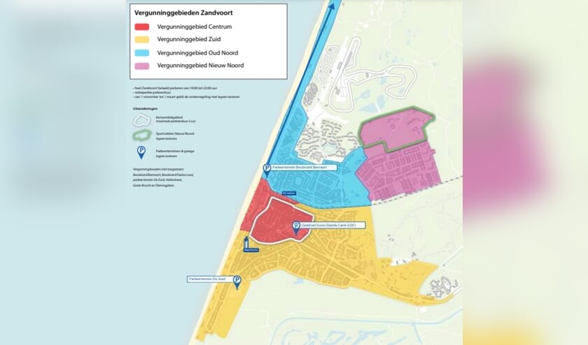 De 4 zones in Zandvoort waar overal betaald parkeren ingaat per 1 juli 2022