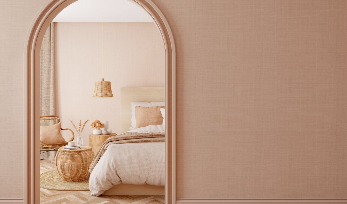 Overzicht, eenvoud en elegantie staan centraal in de slaapkamer.