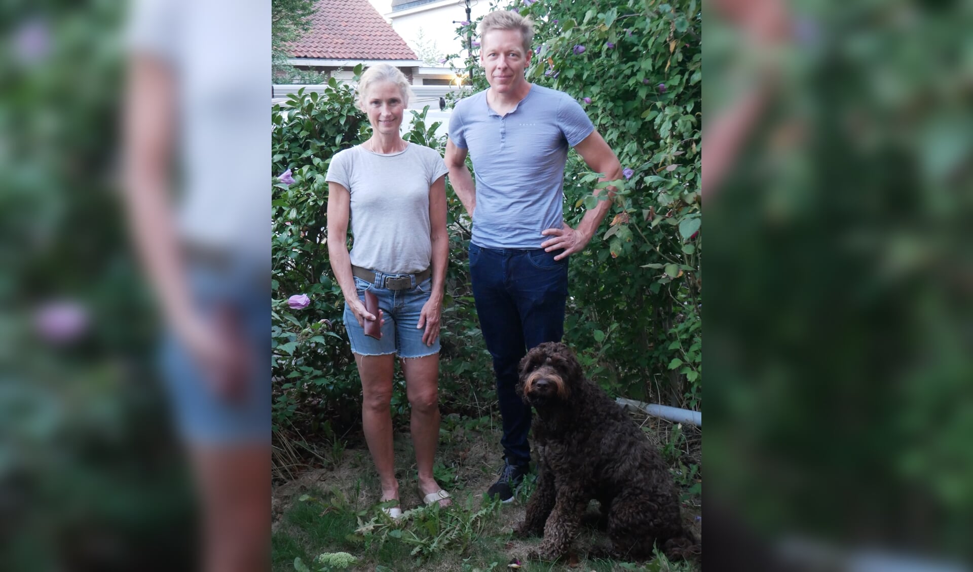 Ria Zonneveld (interim manager, getrouwd, twee dochters) en Erik Wissema (loopbaanadviseur, getrouwd, twee volwassen zoons) wonen in Leeuwendaal. Vóór hen zit Eriks hond Youp.
