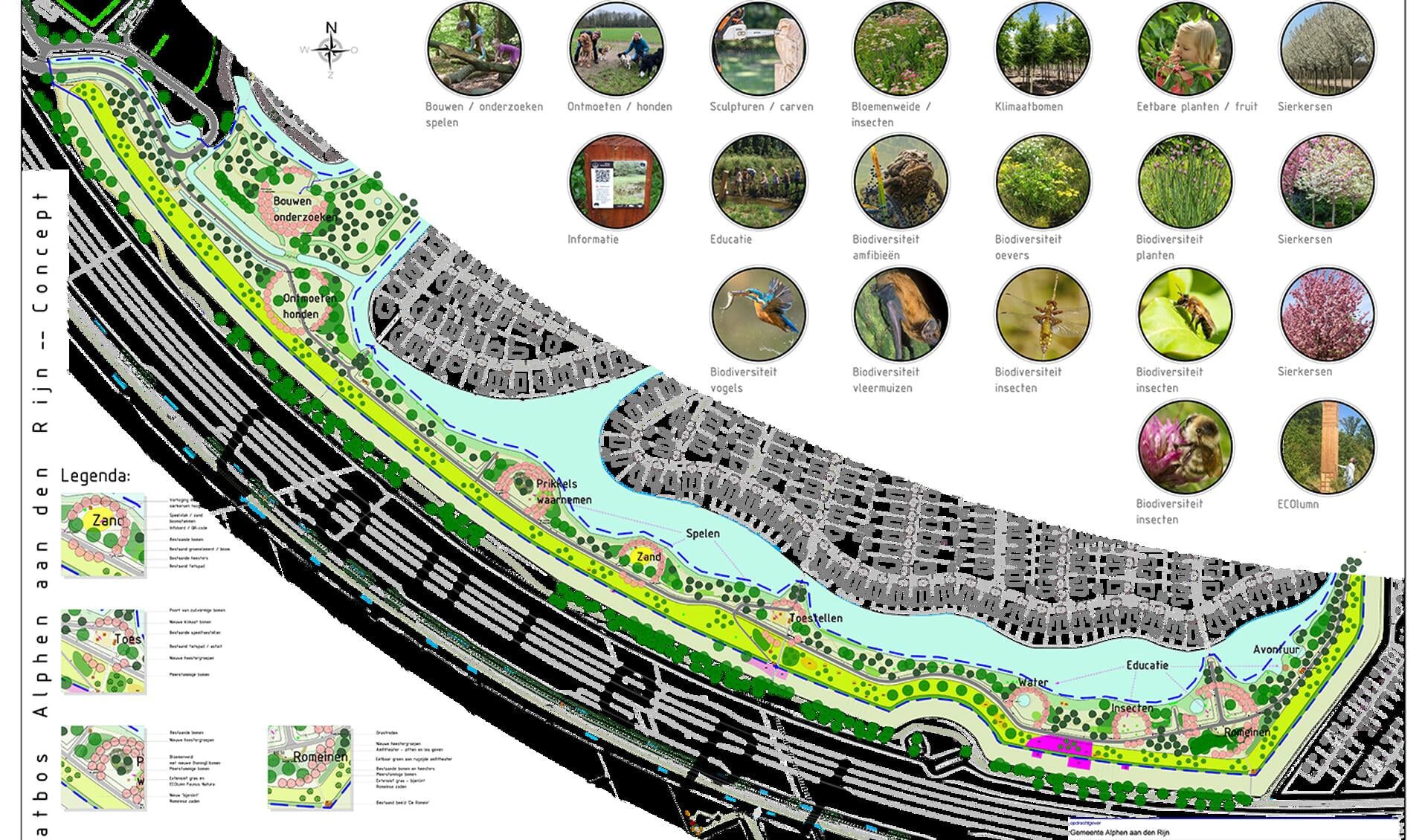 Het conceptplan van de gemeente Alphen.