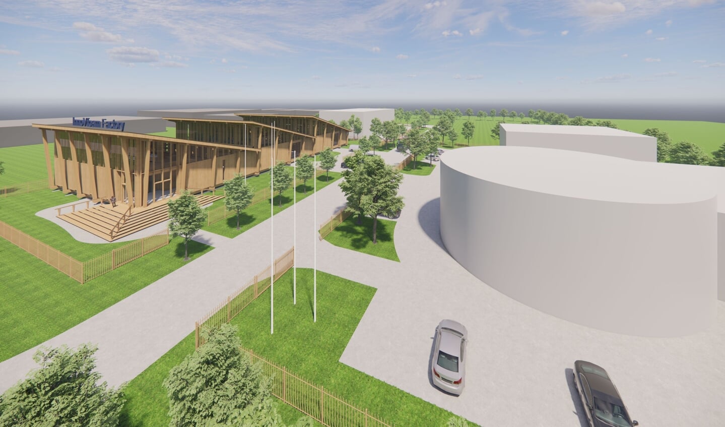 De nieuwe fabriekshal wordt het vierde pand op de InnoVfoam Campus aan de Lorrie in Oudkarspel; naast het hoofdkantoor, de R&D hangar en de opslaglocatie.