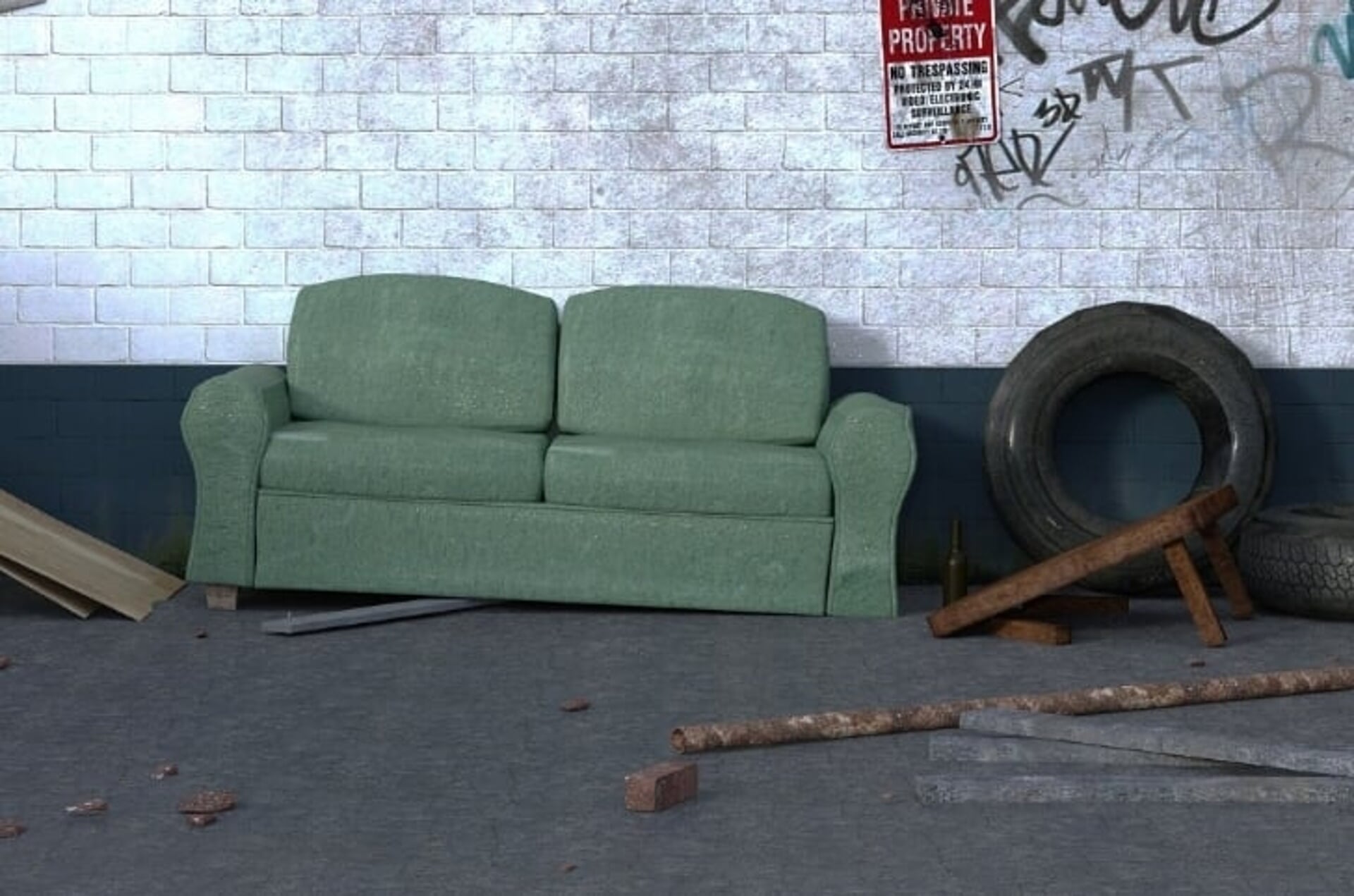 Oude meubels kunnen bij het grofvuil worden gezet.
