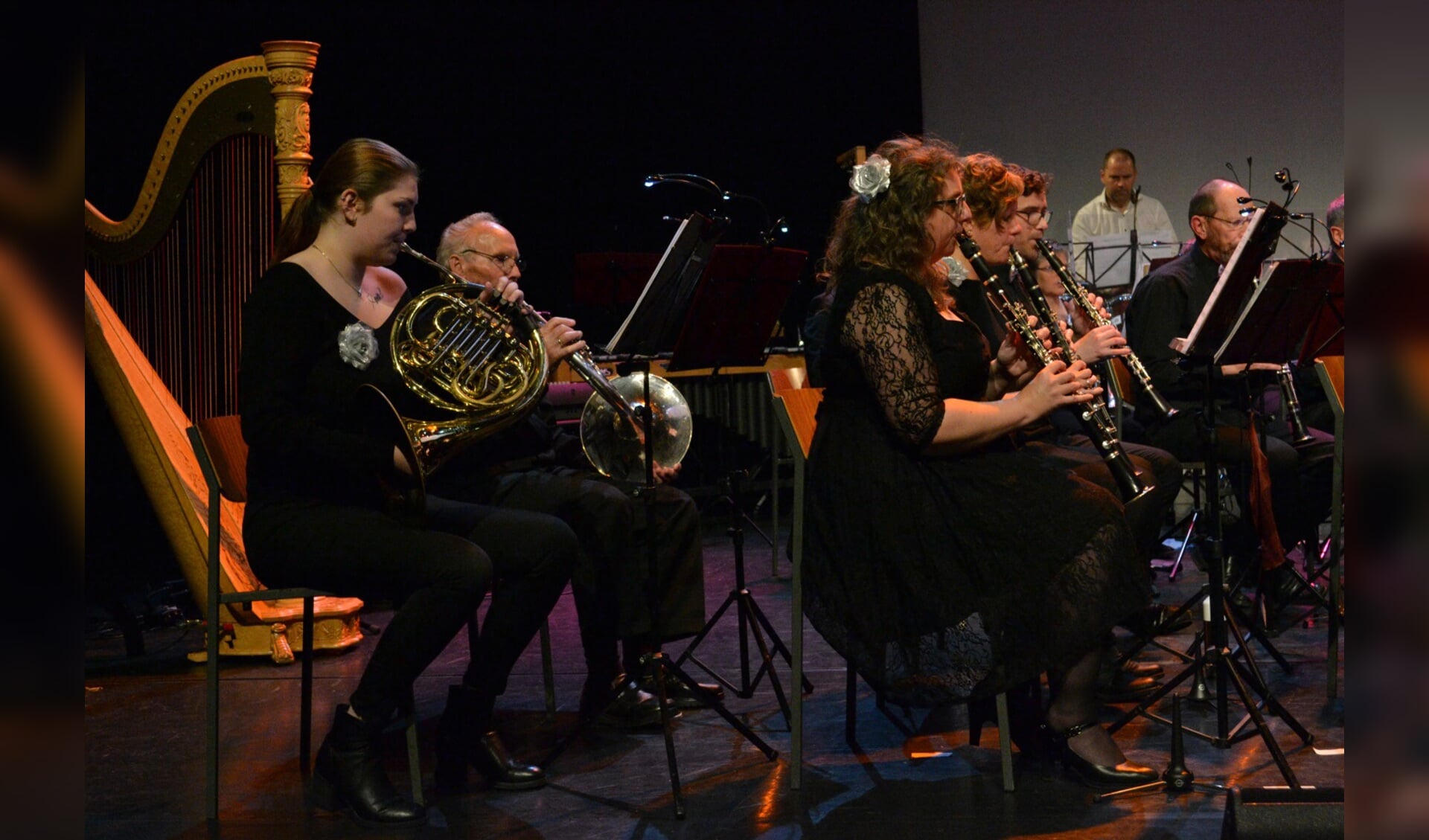 Het orkest speelt in the dark.