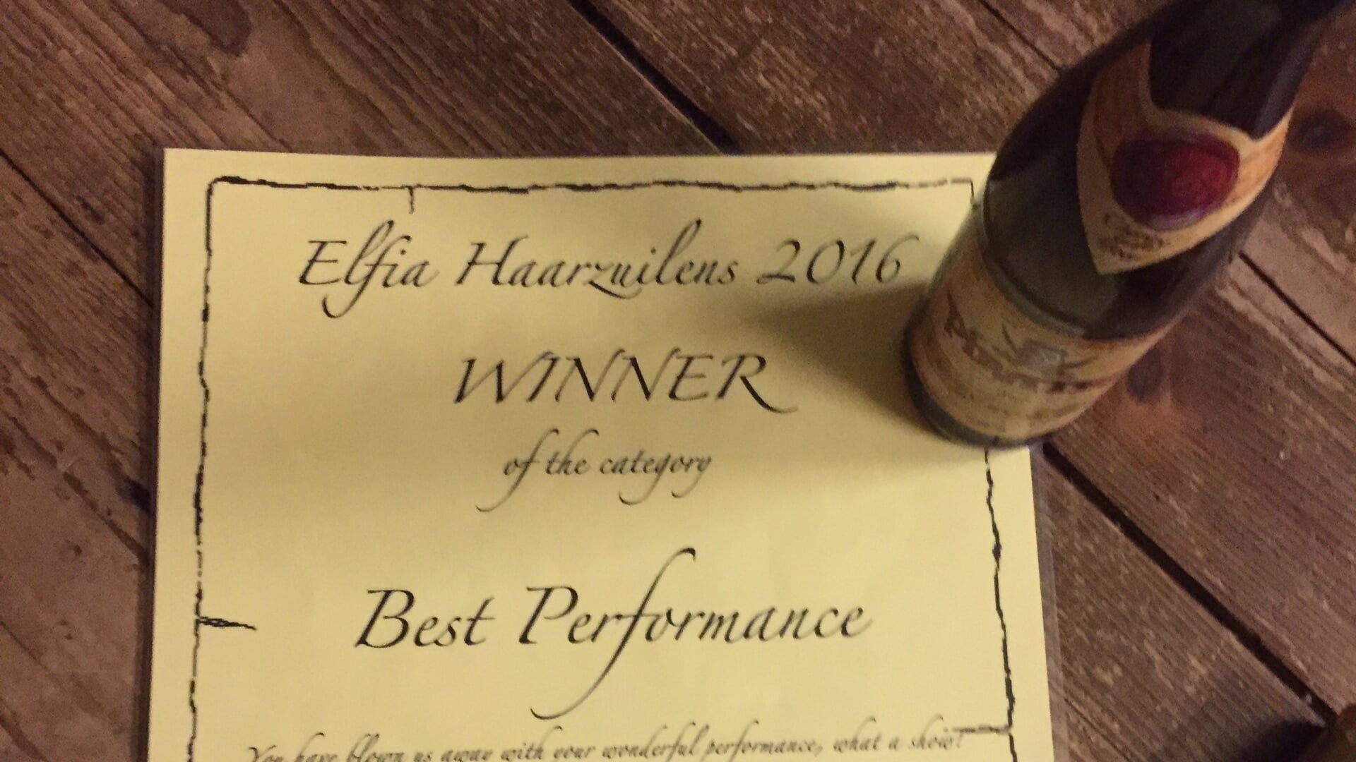 Elfia Haarzuilens winnaar van de beste performance 2016.