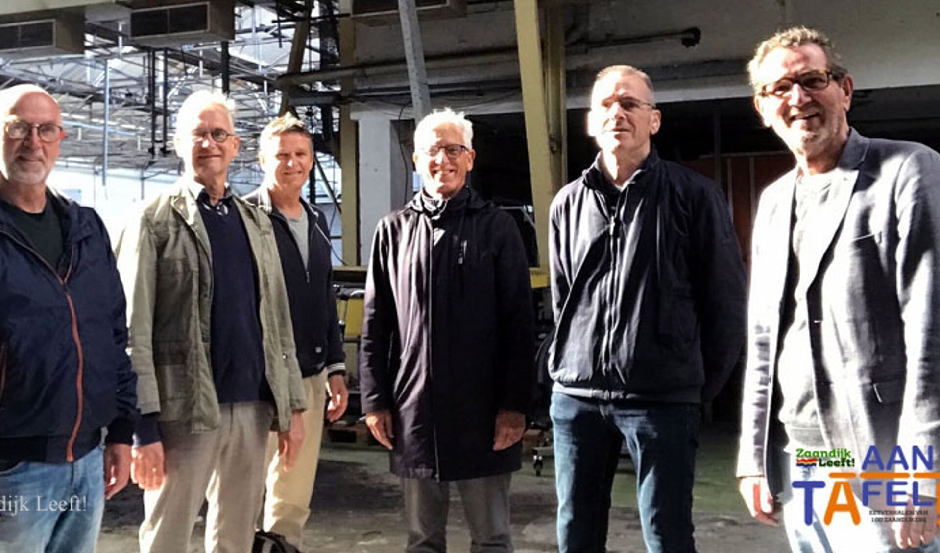 De kerngroep ‘Zaandijk Aan Tafel!’ v.l.n.r. : Ron Witbaard, Leo Walraven, Richard Kok, Dennis Meijer, Gert van Houts en Rob Witbaard (op de foto ontbreekt Age de Jong).