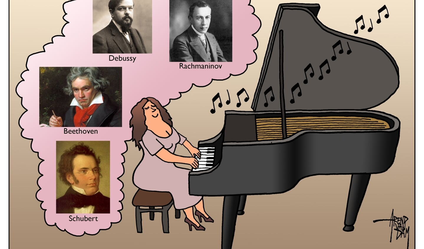 Vier beroemde componisten komen voorbij. 