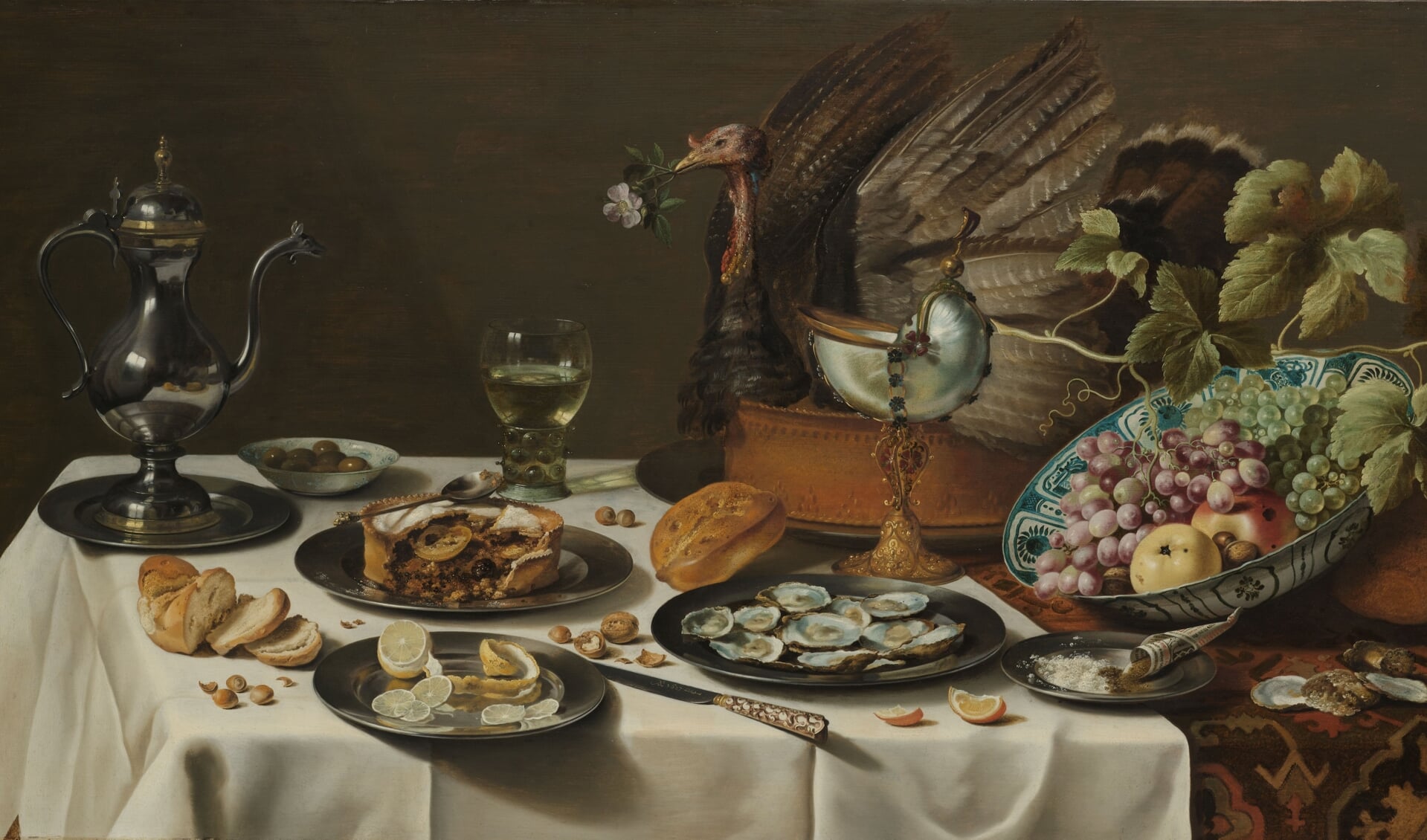 Een uitbundig buffet tijdens een Alkmaars feest in de 16e eeuw.