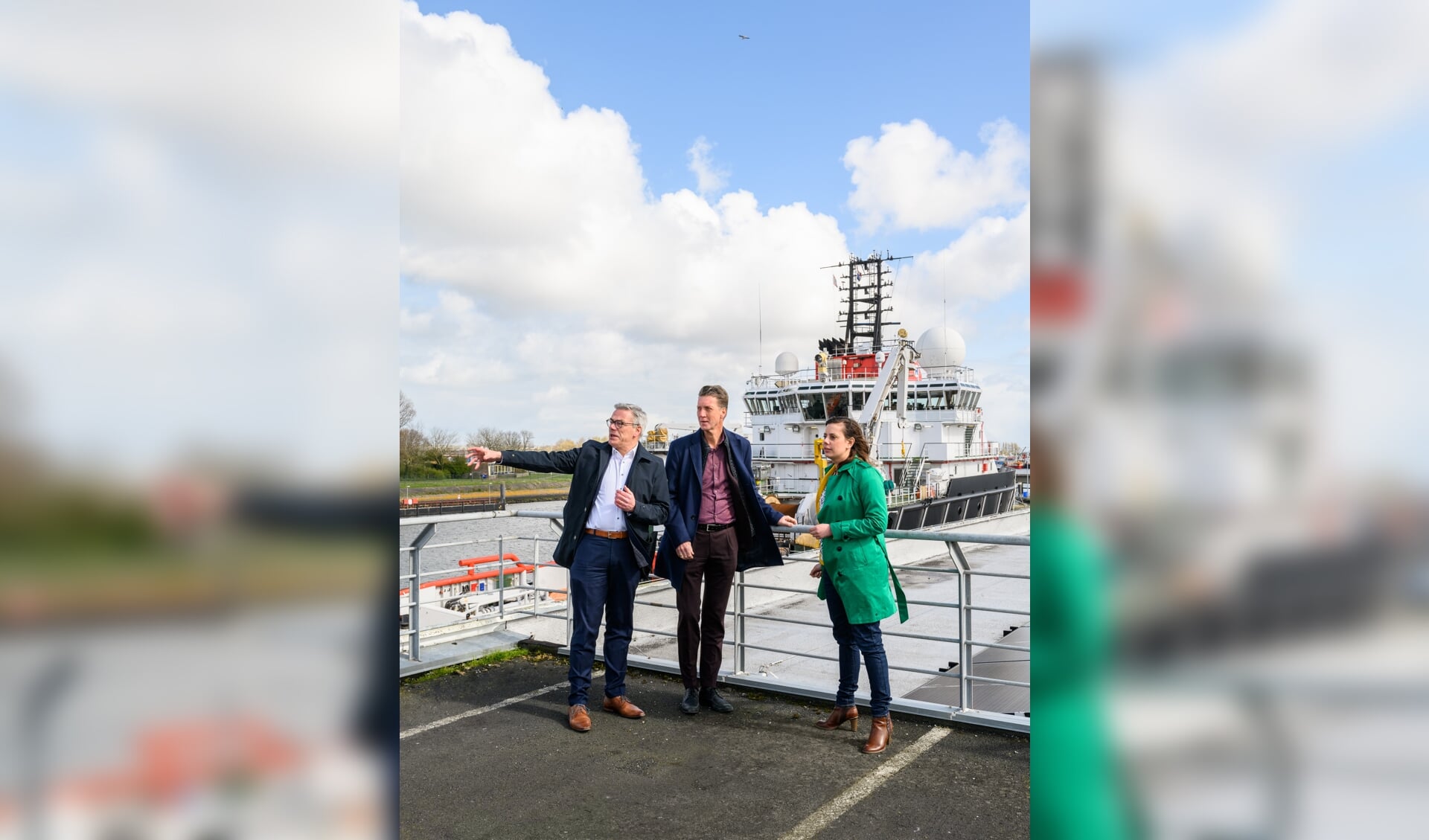 Kees Turnhout van Port of Den Helder (een van de deelnemers aan de CIRCO Track), Ronald Bleeker en Mariëlle de Munnik.