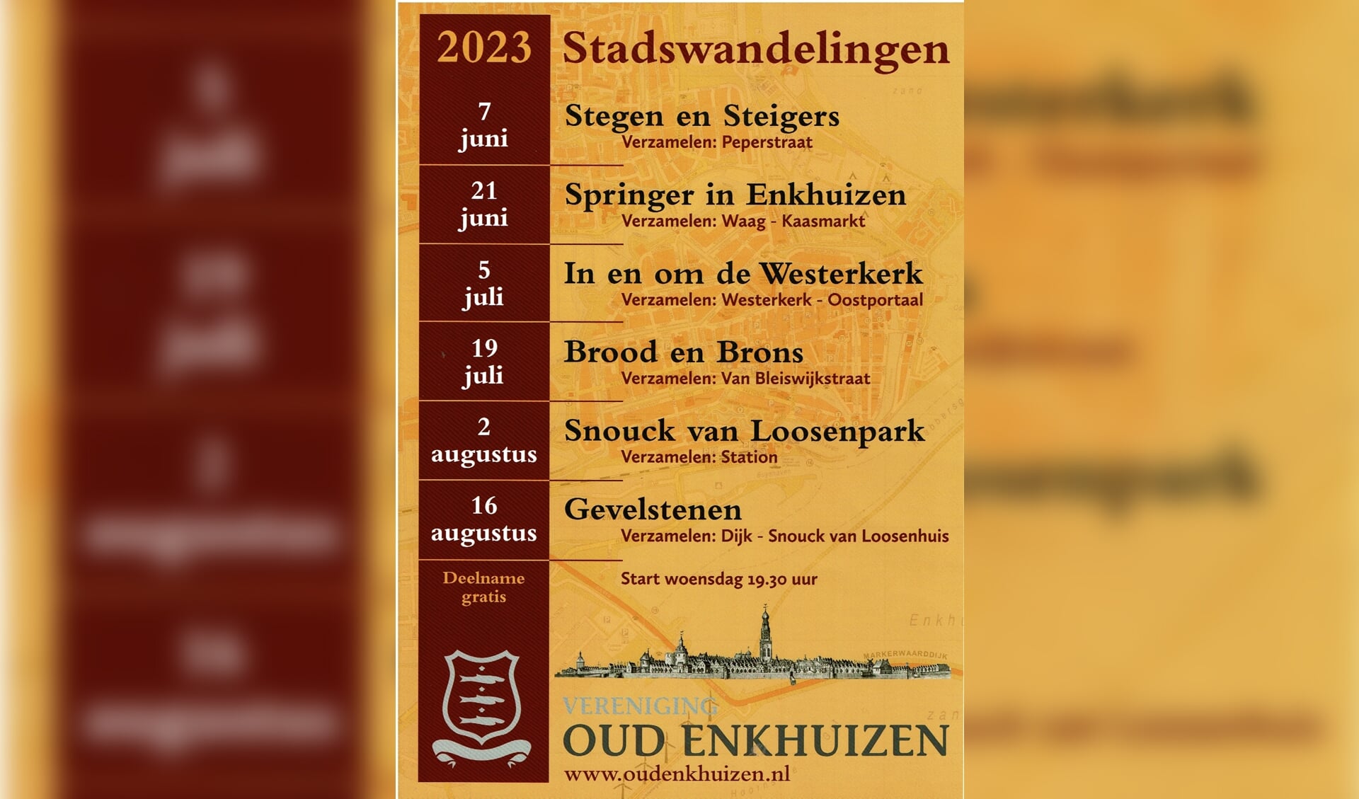Overzicht van de stadswandelingen in Enkhuizen.