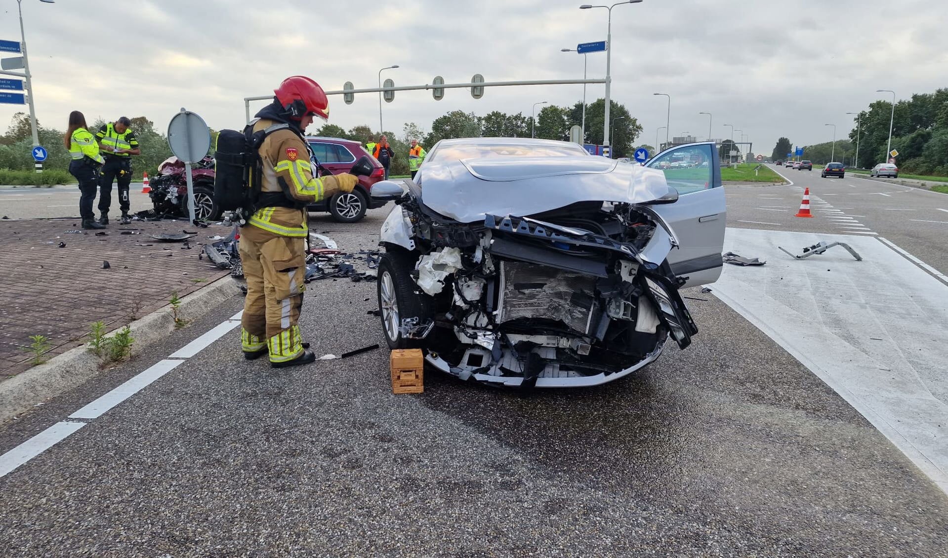 Een foto van het ongeluk.