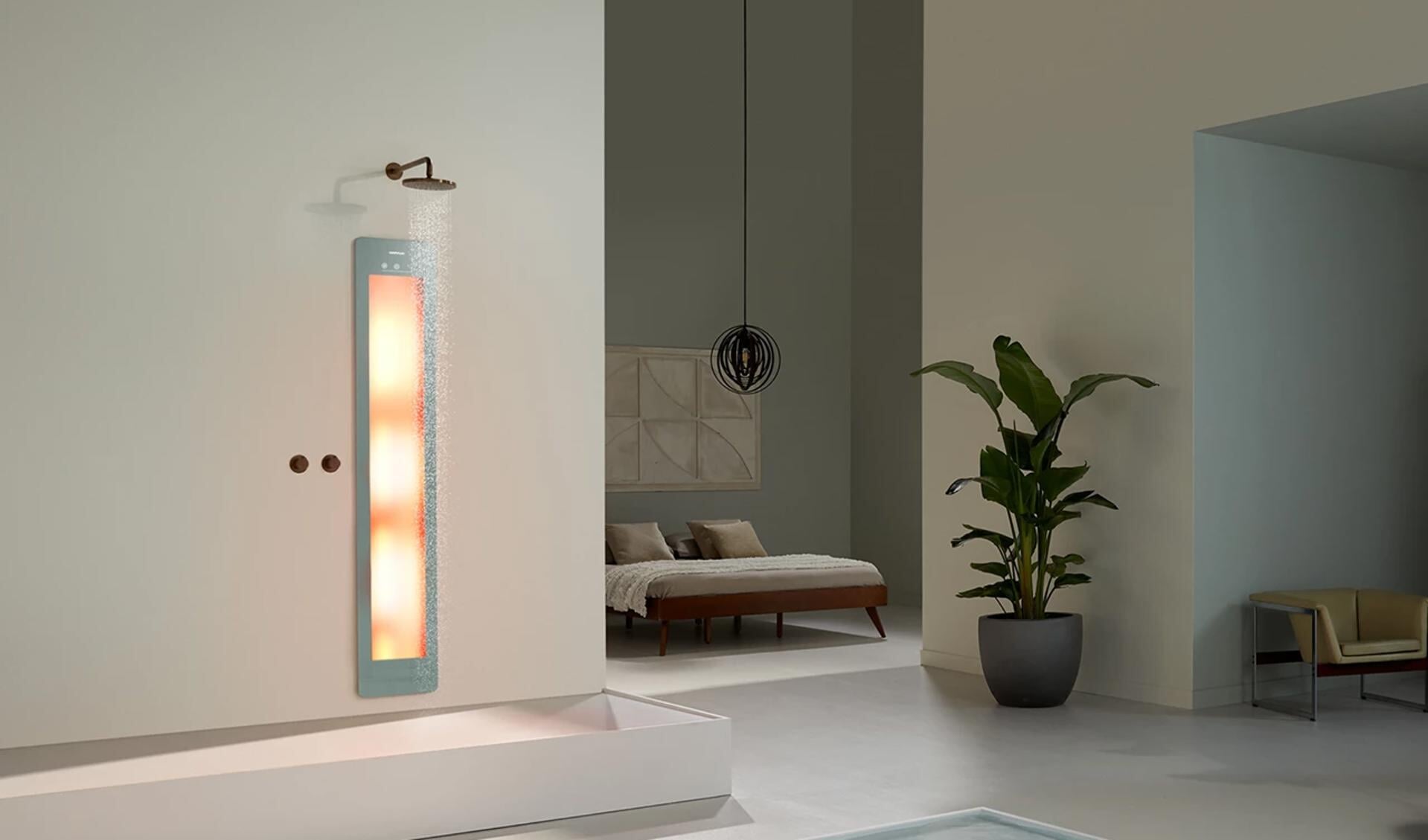 Douchen en genieten van de warmte van infrarood- of UV-stralen.