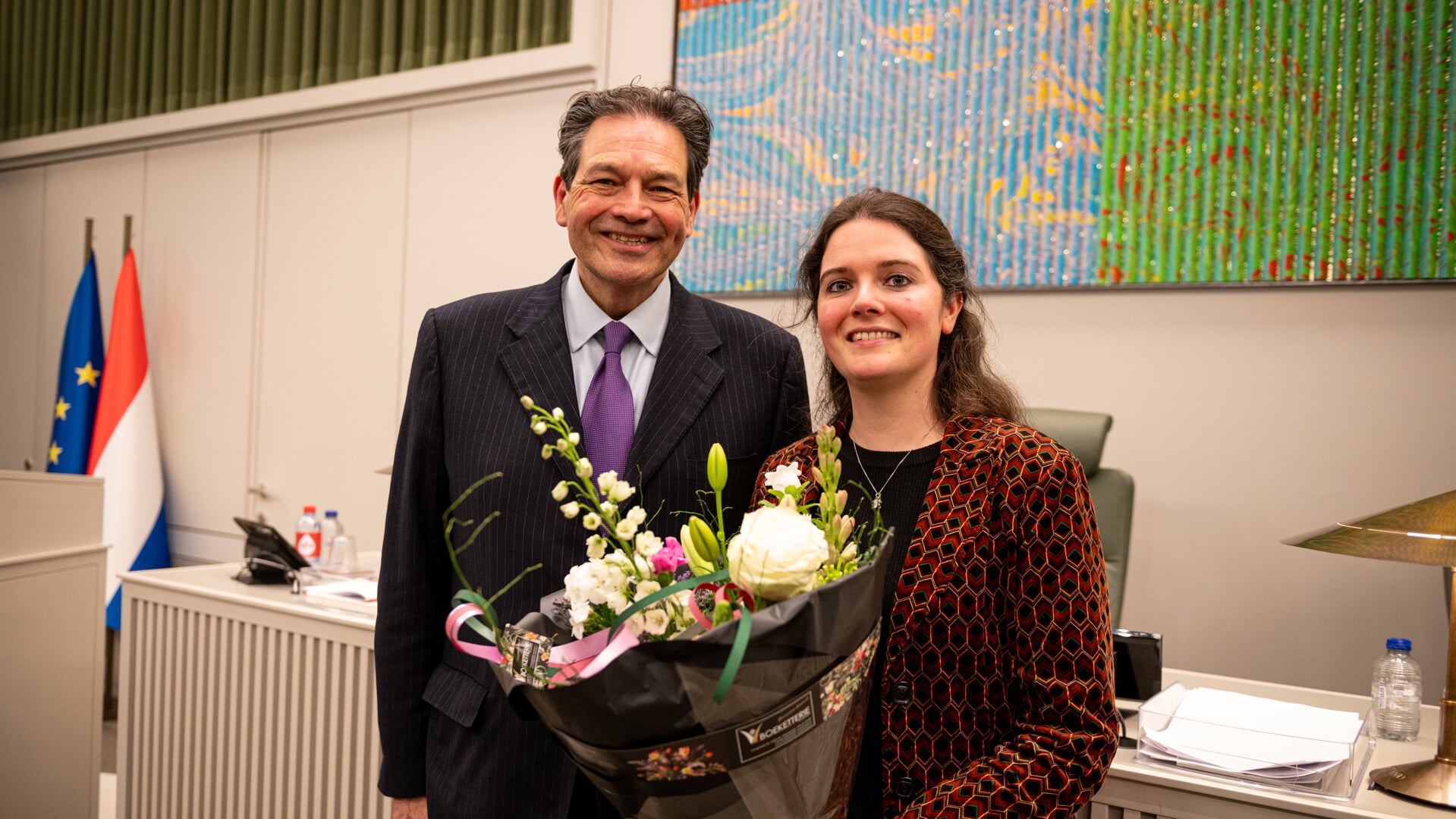 Lies van Aelst met haar fractievoorzitter.