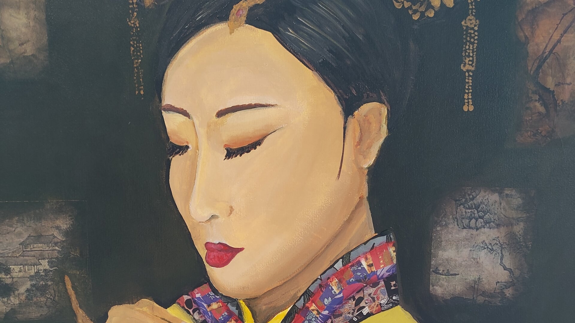 Fragment van het schilderij 'The Asian Woman' van Yvon Jonckbloedt.