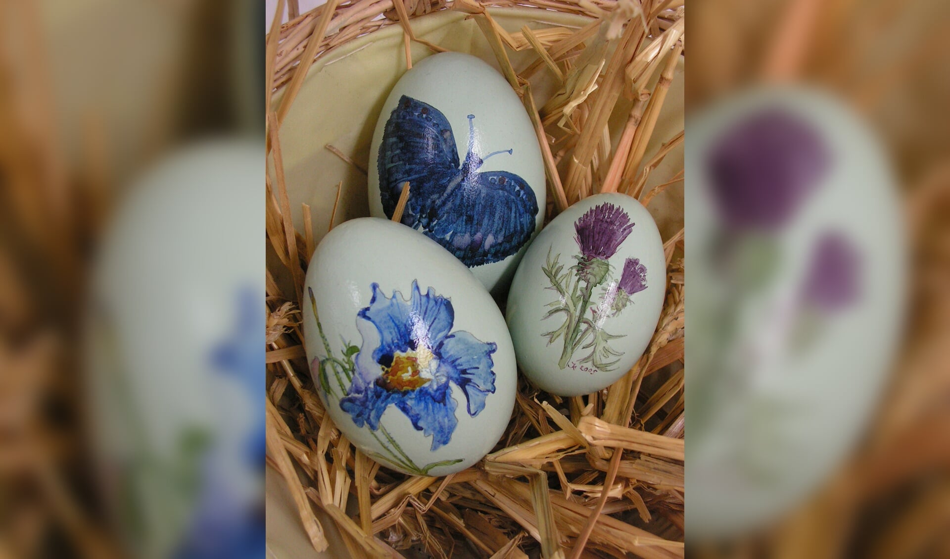 Fraai beschilderde eieren om in de stemming te komen van Pasen.