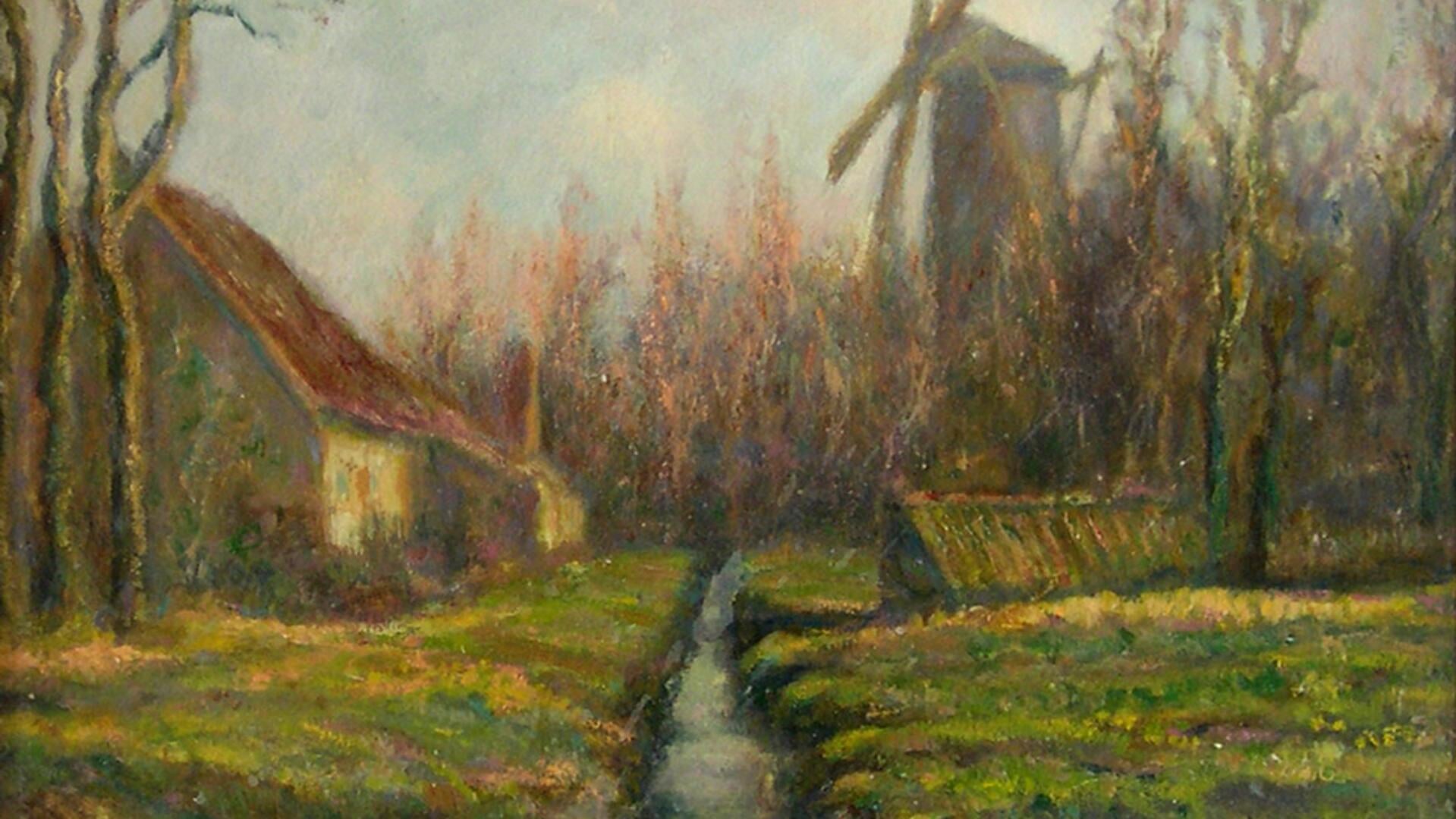 Het is niet bekend in welke omgeving de kunstenaar deze molen schilderde. 