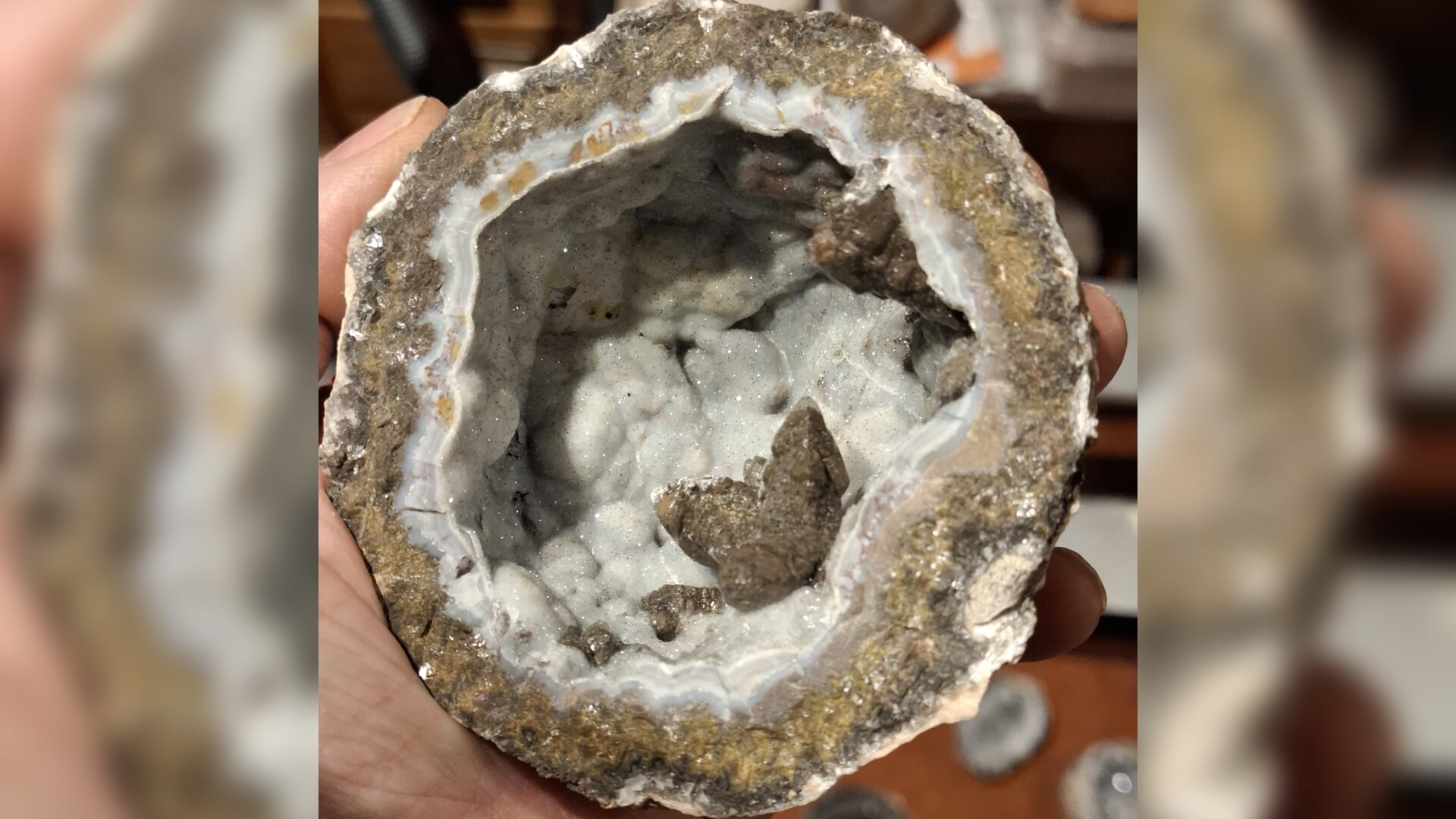 Zo ziet de binnenkant van een geode eruit. 