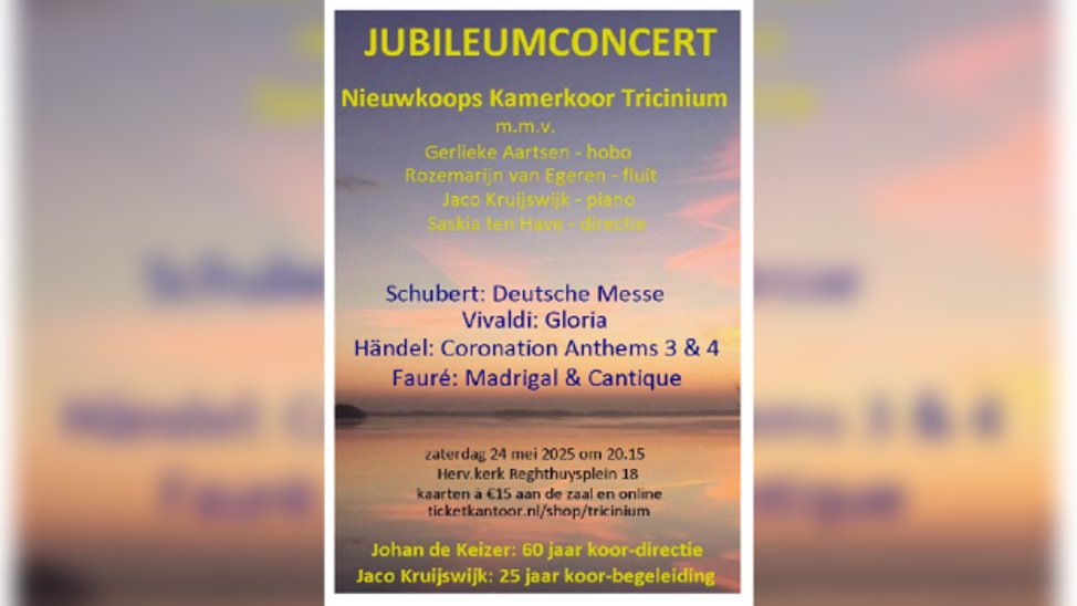 Jubileumconcert van Kamerkoor Tricinium.