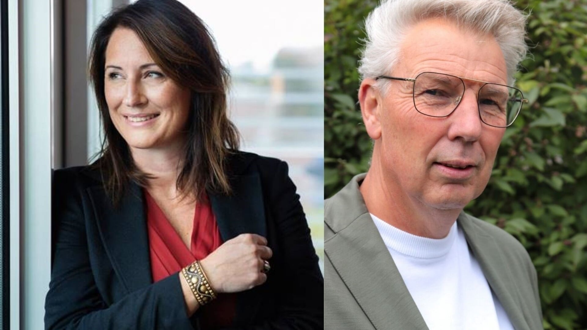 Twee van de drie sprekers tijdens het evenement: Sandra Oud en Job van der Voort.  