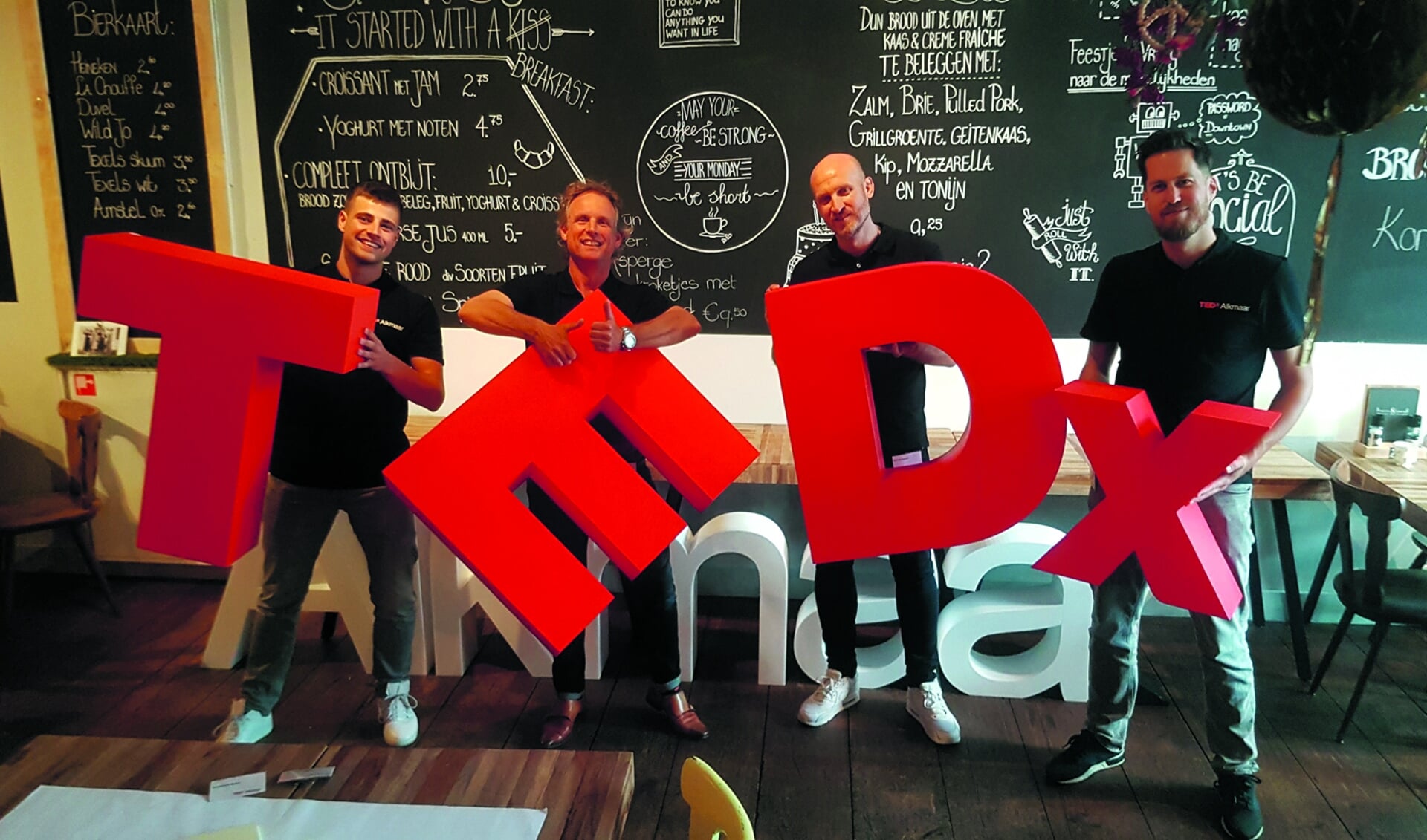 TEDxAlkmaar teamleden Cas Kaandorp, Edwin Stolk, Bart van Koppen en Bart Verbiest. (Foto: aangeleverd)