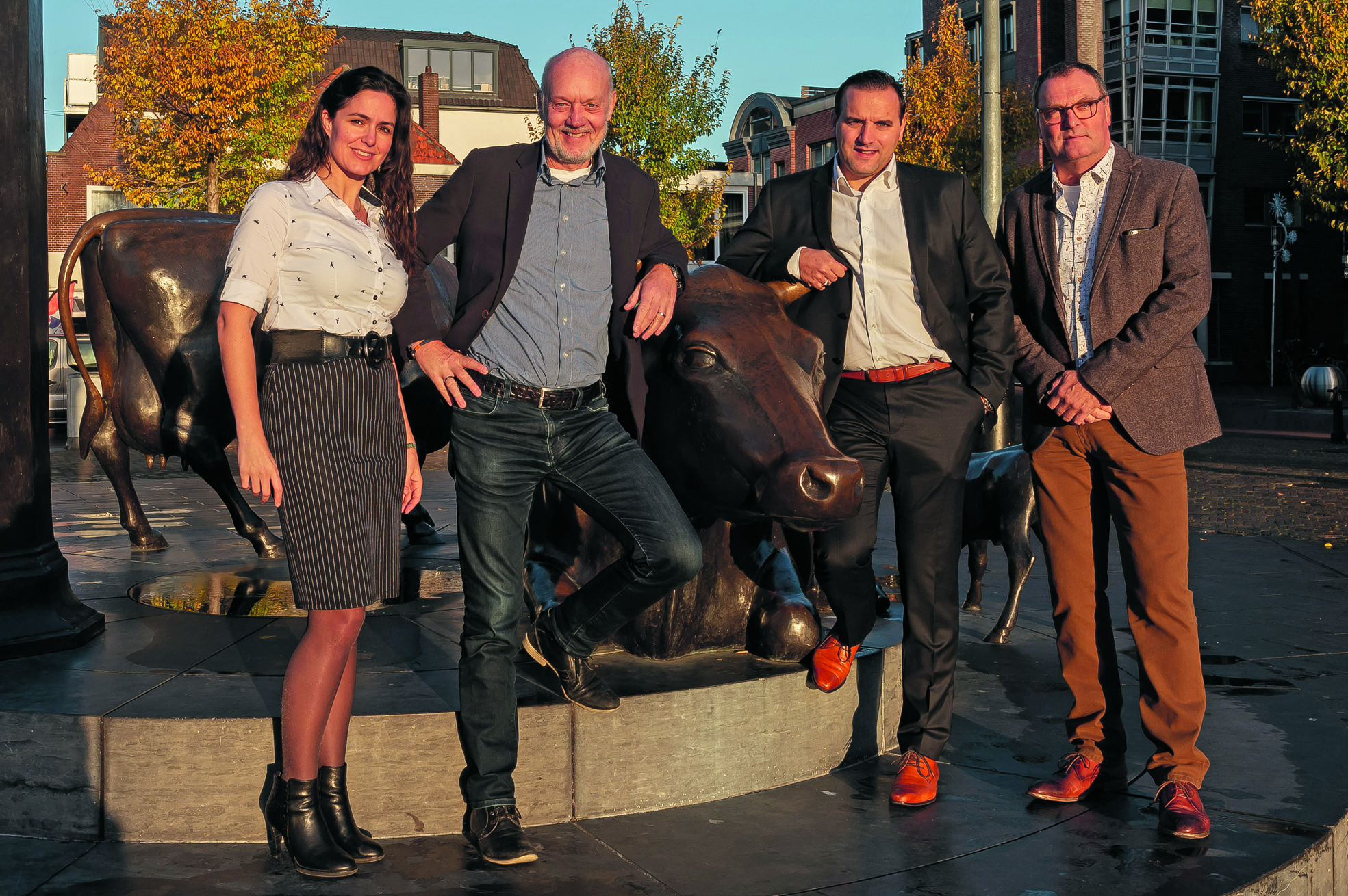 Barbara Lautenbach, Thijs Burrie (beiden van Burrie Media) en Matthijs Malipaard en John Bontje (Rodi Media) zien de toekomst met vertrouwen tegemoet. (Foto: Han Giskes)