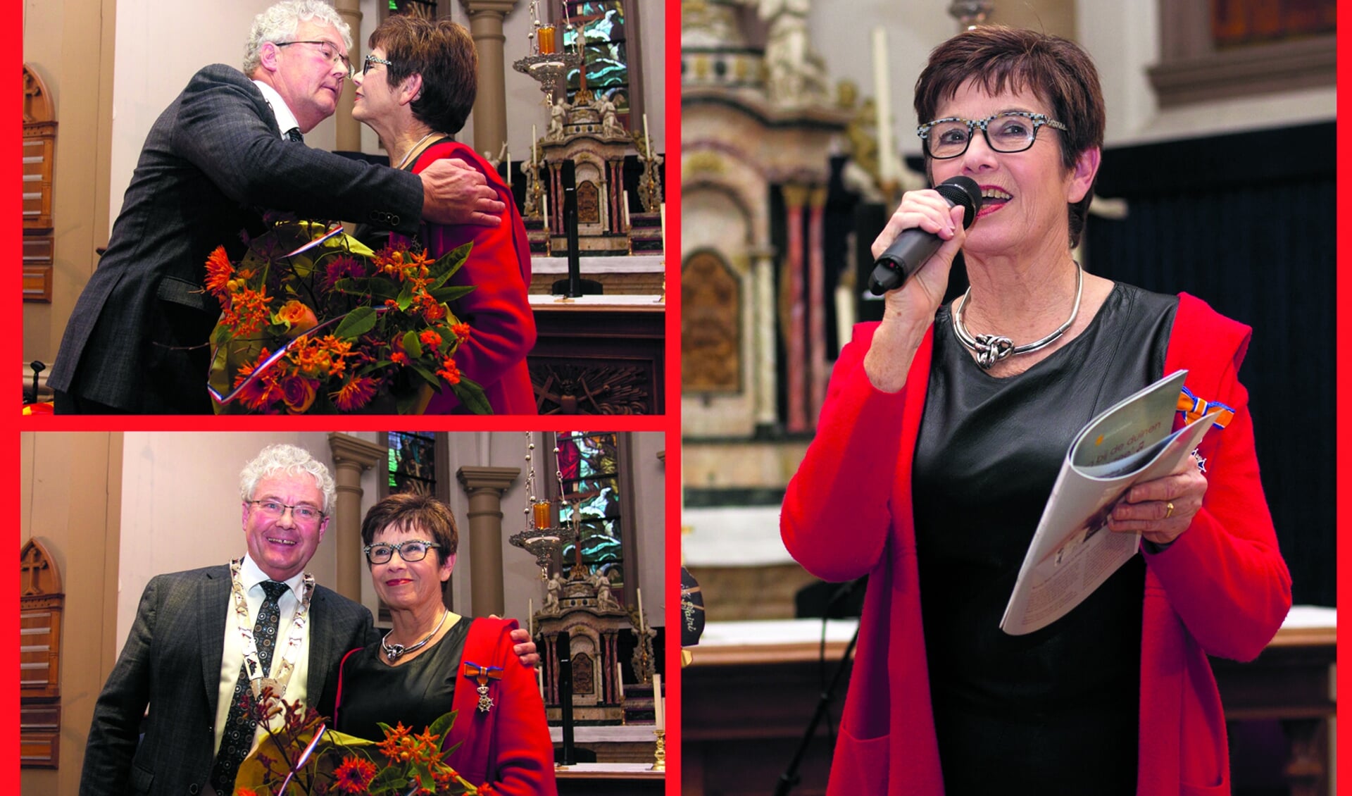 In een afgeladen Sint Agnes kreeg Carla Kager door loco-burgemeester Houtenbos een Koninklijke onderscheiding uitgereikt. (Foto's: Frits van Eck)