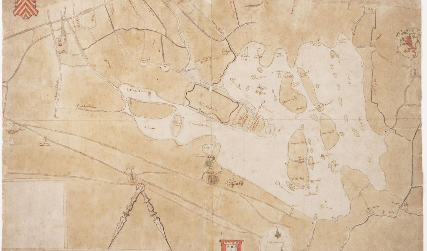 De kaart van de heerlijkheid Bergen, die werd vervaardigd door Joan Blaeu en Johannes Dou. (foto: Aangeleverd)