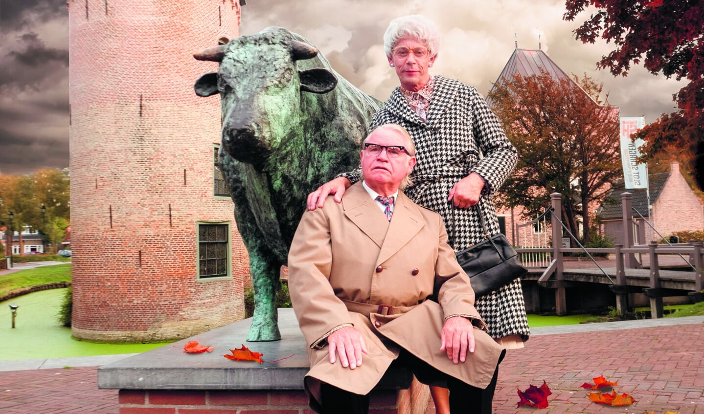 Het echtpaar van Beem, met Ruud Benard als Herman en Jan Slijkerman als Pauline. (Foto en Fotobewerking: Codesign-Cora Deutekom)