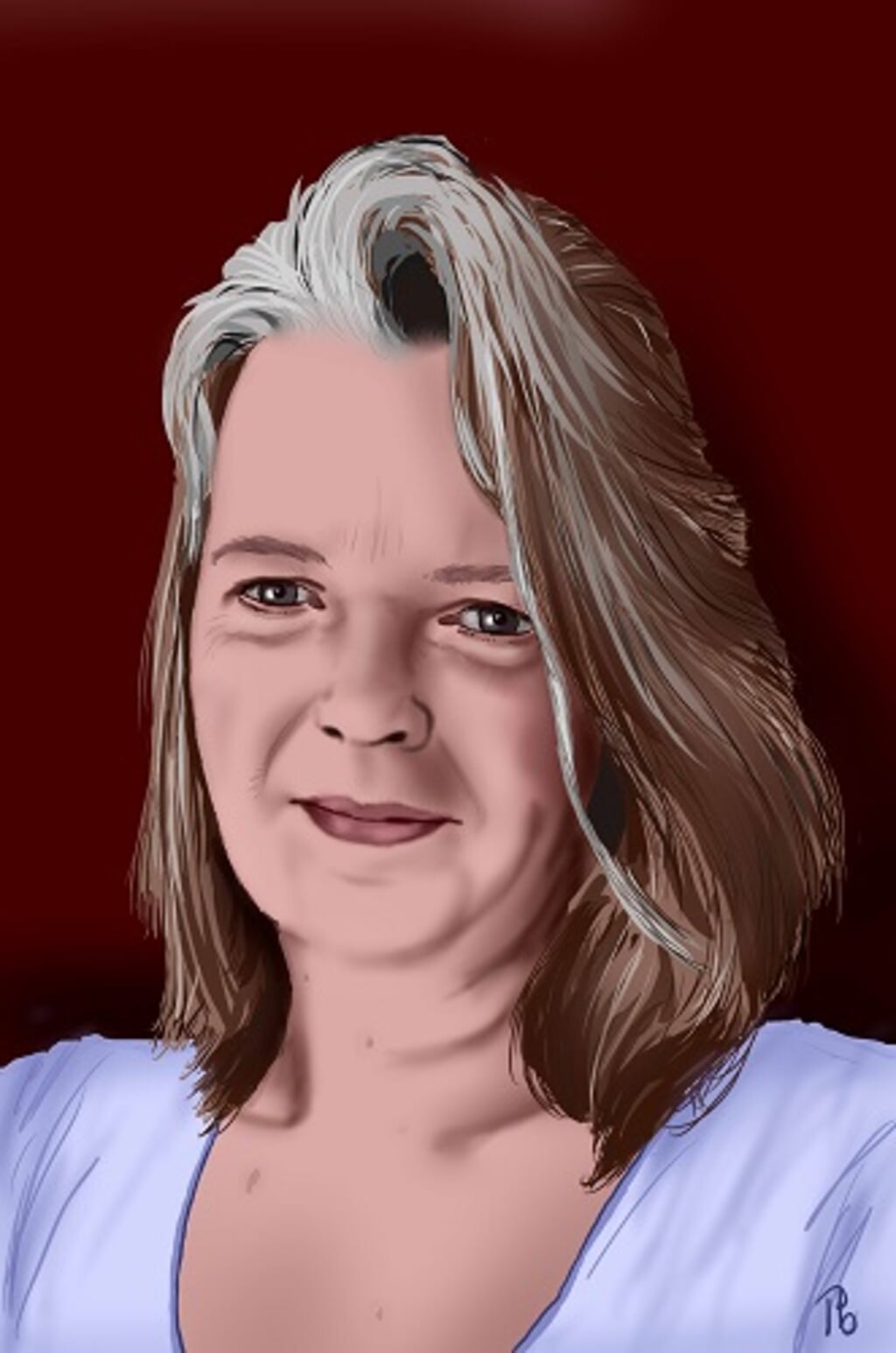 Zelfportret van schrijver en illustrator Patricia Bouwhuis.