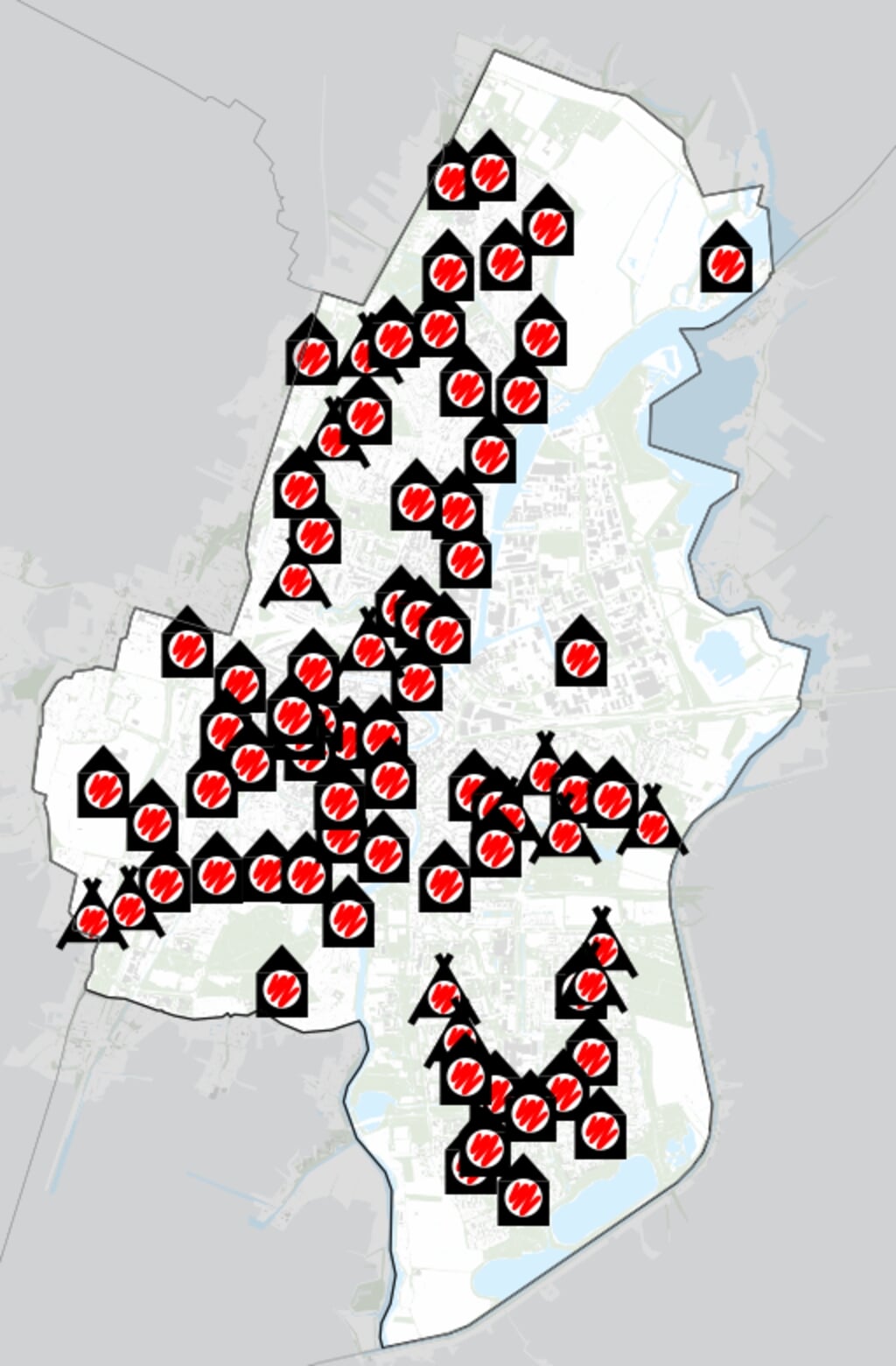 Stemlocaties in Haarlem in kaart.