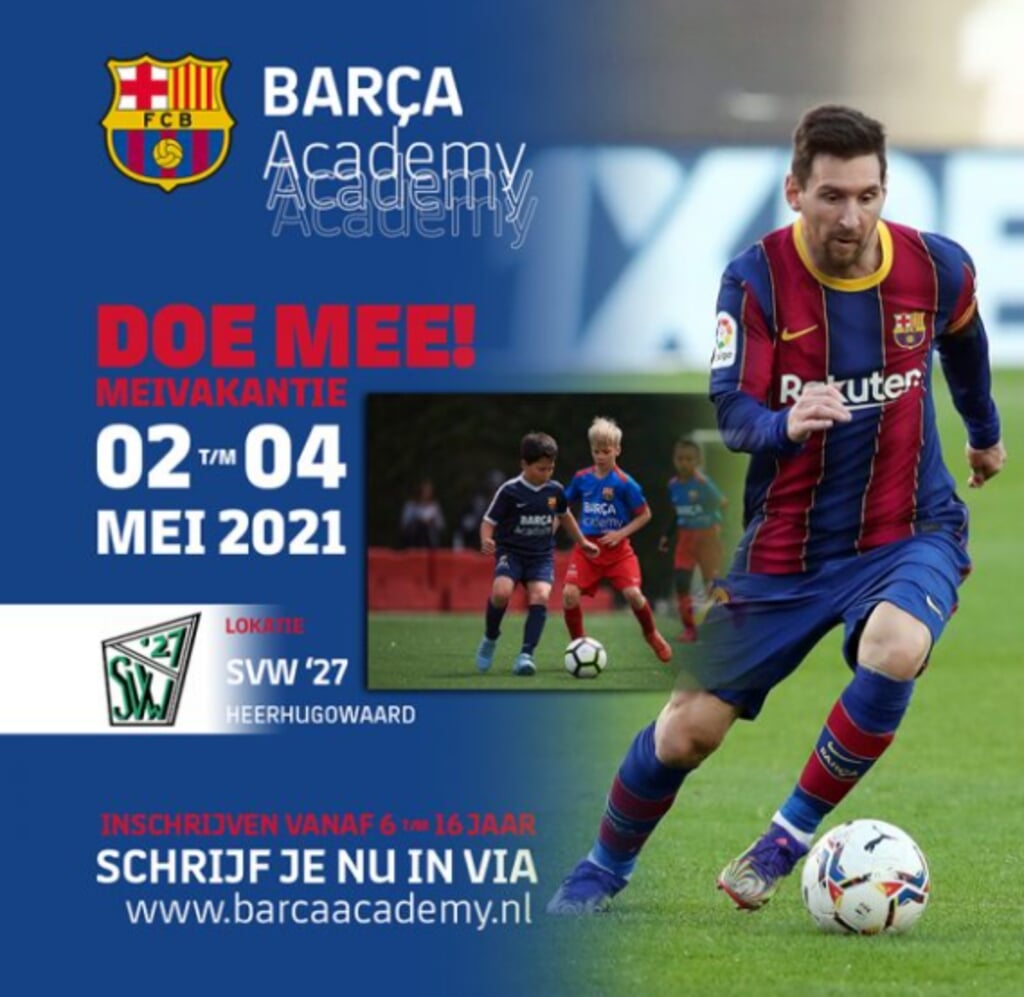 FC Barcelona organiseert een voetbalevenement voor de jeugd op sportpark De Kabel.