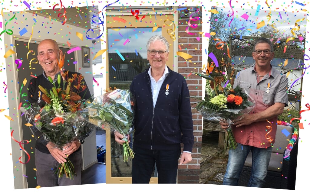 Leo Vlaar, Koos Otten en John de Boer  kregen 26 april een Koninklijk lintje van de gemeente Koggenland.