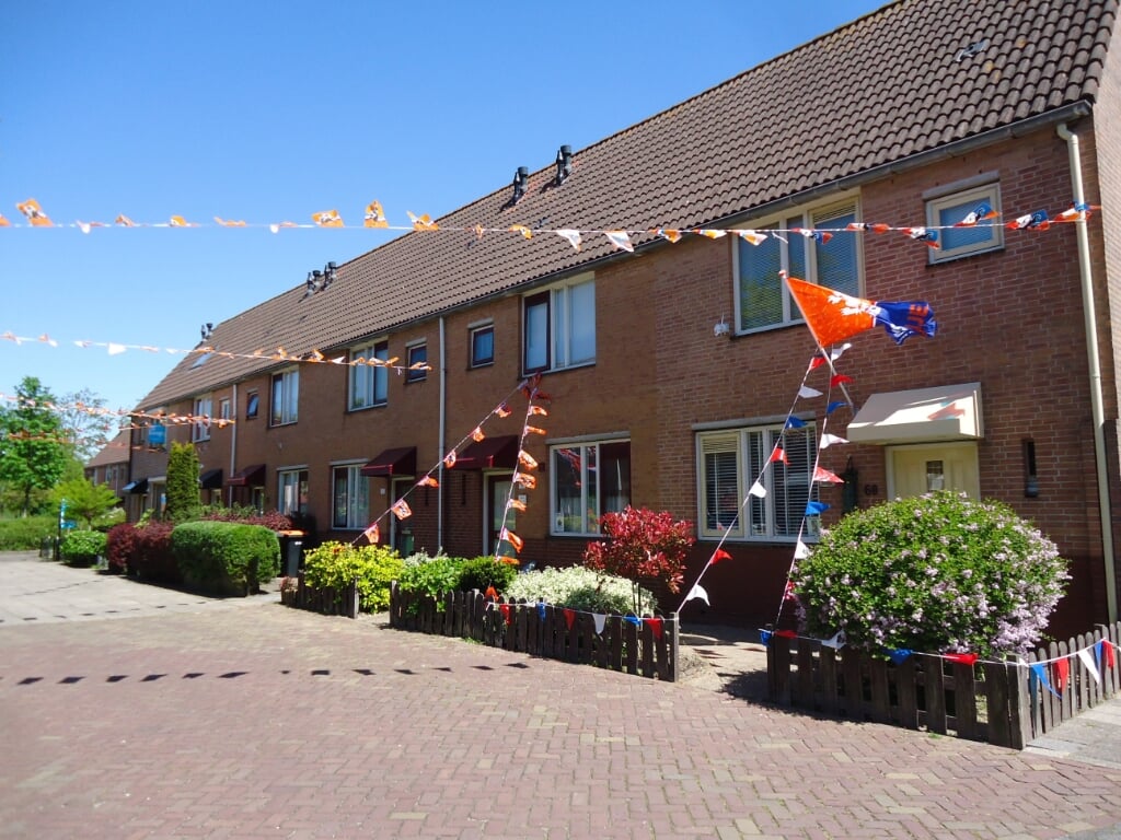 De Hillegonda Leijenstraat in Beverwijk waar ook EK-vlaggetjes van andere landen zijn opgehangen.